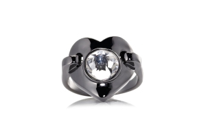 LIBERTINE By Giles Deacon Black Rhodium and Swarovski crystal heart ring £15.25